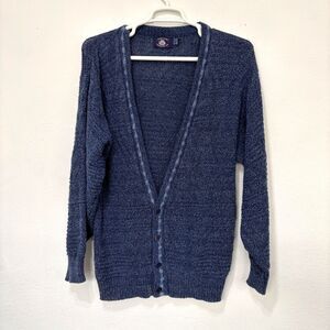 Aspetuck Trading Mens Blue Cardigan Sweater Large